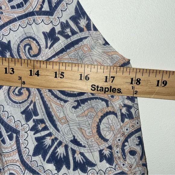 Tularosa Evolette Blue & White Paisley Pom-Pom Metallic Thread Mini Dress Size M - Picture 13 of 16